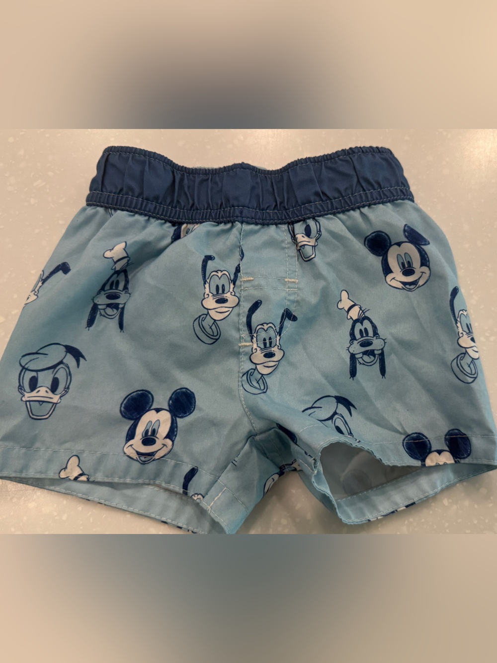 Disney Light Blue Mickey & Pluto Swim Shorts with Navy Waistband